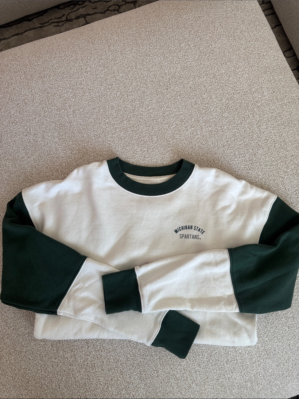 Michigan State Spartans Kids White and Dark Green Crewneck Sweatshirt